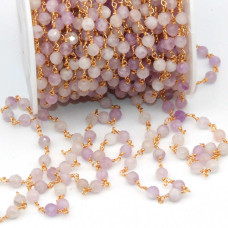 Catena oro con pietre dure ametista lavanda pacco 20 cm