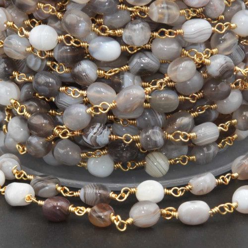 Catena pietre dure pepite agata botswana 6/8 mm pacco 50 cm