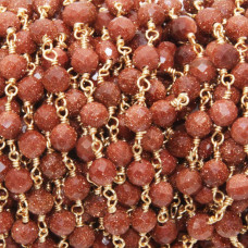 Catena pietre dure polvere 6 mm di stelle filo oro pacco 50 cm