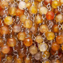 Catena rosario pietre dure corniola 4 mm filo rodio pacco 50 cm
