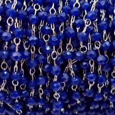 Catena rosario in ottone cristalli blu 2 mm pacco 50 cm