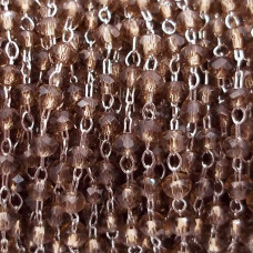 Catena rosario in ottone cristalli fume 2 mm pacco 50 cm