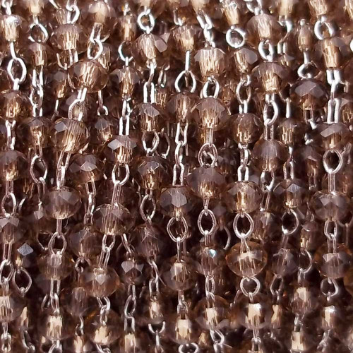 Catena rosario in ottone cristalli fume 2 mm pacco 50 cm