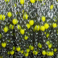Catena in acciaio rosario smaltato giallo 2.6x2 mm pallina 2.3 mm 50 cm
