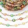 Catena acciaio oro fiorellini colorati 6.5 mm conf. 50 cm