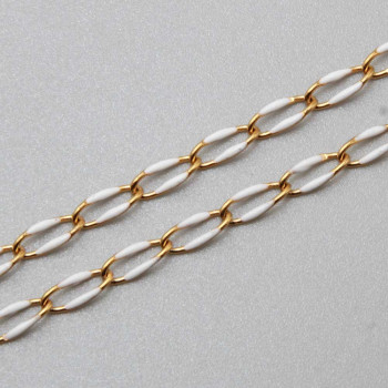 Catena acciaio oro smaltata bianca 10x4 mm conf. 50 cm