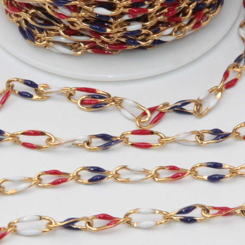 Catena acciaio oro smaltata colorata 10x4 mm conf. 50 cm
