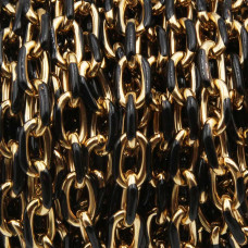 Catena acciaio oro smaltata nera 10x7 mm pacco 20 cm
