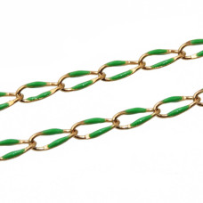 Catena acciaio oro smaltata verde 10x4 mm conf. 50 cm