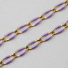 Catena acciaio oro smaltata viola 10x4 mm conf. 50 cm