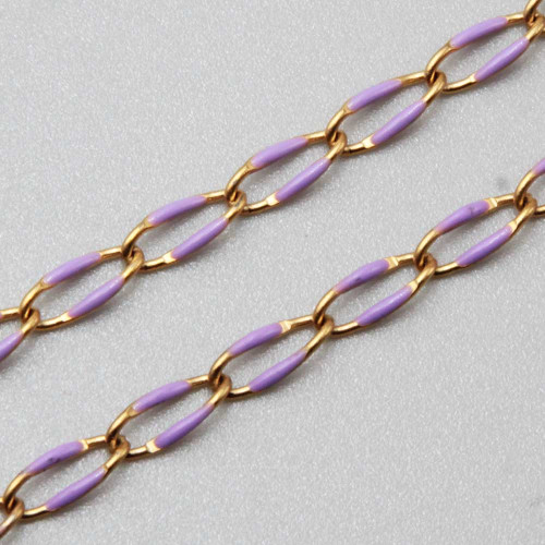 Catena acciaio oro smaltata viola 10x4 mm conf. 50 cm