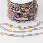 Catena in acciaio maglia ovale 20x4 mm con fiori conf.50 cm