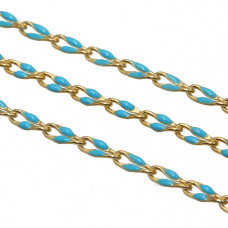 Catena rame smaltata azzurra 18 kt gold plated 50 cm