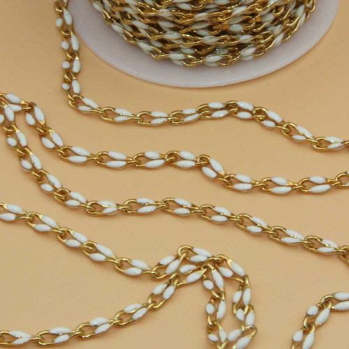 Catena rame smaltata bianca 18 kt gold plated 50 cm