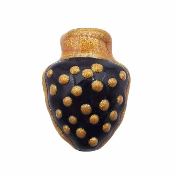 Anfora siciliana dipinta a mano 18.4x13.5 mm forata nera oro 1 pezzo