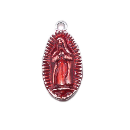 Charms religiosi rosso e argento 23.6x11 mm 1 pezzo