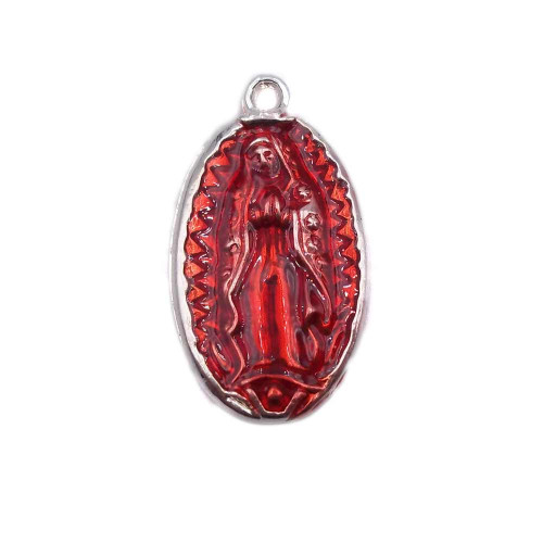 Charms religiosi rosso e argento 24.2x14 mm 1 pezzo