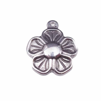charms fiore 3d in acciaio 18 mm pacco 1 pezzo