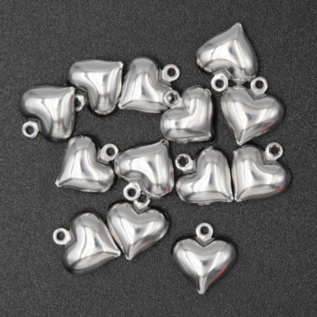 Charms in acciaio cuore 10 mm conf. 4 pz