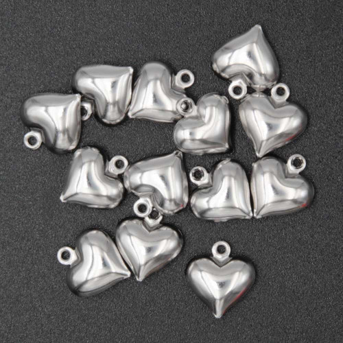 Charms in acciaio cuore 10 mm conf. 4 pz