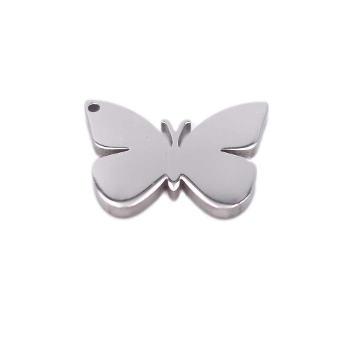 Charms in acciaio farfalla 13.9x9.8 mm 2 pz