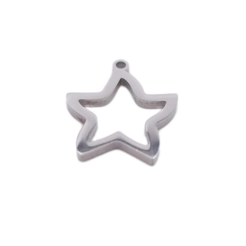 Charms in acciaio stella 13.6x11.5 mm pacco 1 pz