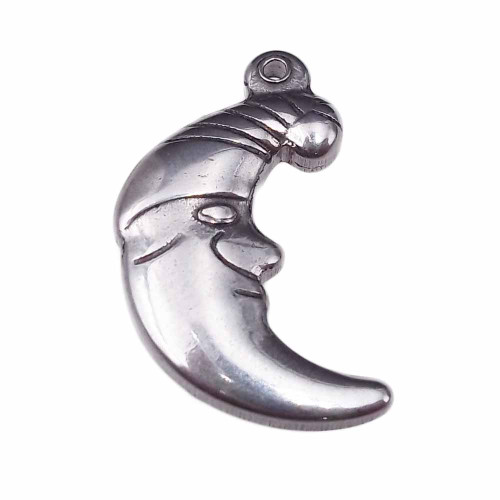 charms luna 3d in acciaio 20 mm pacco 1 pezzo