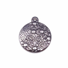 charms tondo decorato 3d in acciaio 17 mm pacco 1 pezzo