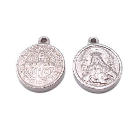 Charms religiosi in acciaio 17x14x2.3 mm 1 pz 