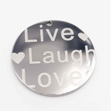 Charms acciaio doppia lucidatura Live laugh Love 18 mm 1 pz Charms acciaio doppia lucidatura Live laugh Love 18 mm 1 pz