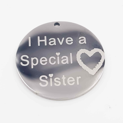 Charms acciaio Special Sister doppia lucidatura 18 mm 1 pz