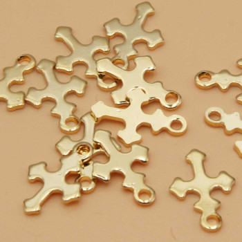 Charms acciaio oro croce 11.8 mm 5 pz