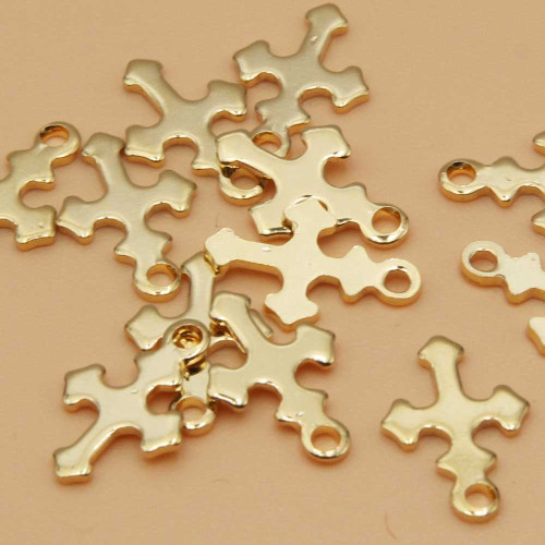 Charms acciaio oro croce 11.8 mm 5 pz