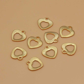 Charms acciaio oro cuore forato 10.5 mm 5 pz
