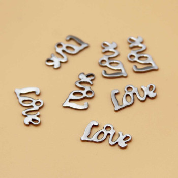 charms acciaio scritta Love 12x5.5 mm 10 pz