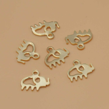 Charms in acciaio elefantino oro 10.3 x11.7 mm 5 pz