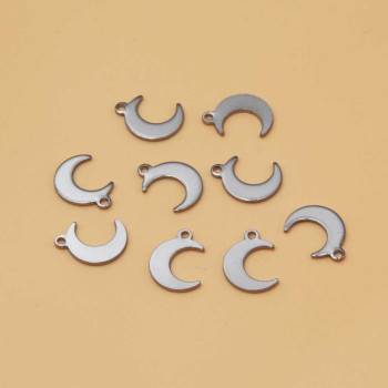 Charms in acciaio luna 10.5 mm 10 pz