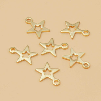 Charms in acciaio stella oro 10.6 mm 5 pz