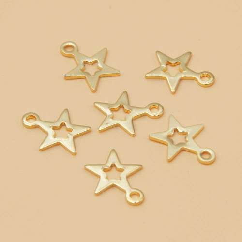 Charms in acciaio stella oro 10.6 mm 5 pz