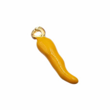 Charms cornetto portafortuna giallo e oro 20 mm 1 pezzo