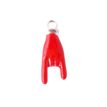 Charms smaltato mano cornetto porta fortuna rossa 15 mm pacco 1 pezzo