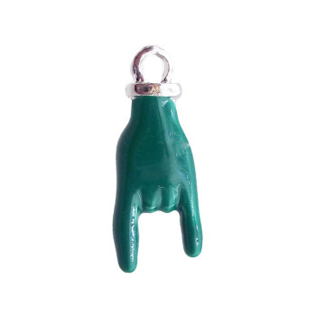 Charms smaltato mano cornetto porta fortuna verde 15 mm pacco 1 pezzo