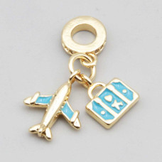 Charms a grappolo oro aereo, valigia 26 mm conf. 1 pz