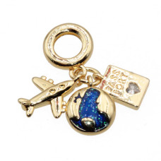 Charms a grappolo oro amo viaggiare 26 mm conf. 1 pz