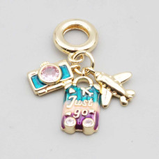 Charms a grappolo oro amo viaggiare 26 mm conf. 1 pz