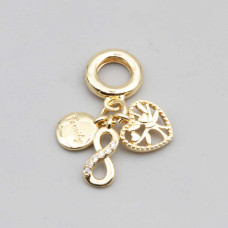 Charms a grappolo oro cuore, infinito, family 26 mm conf. 1 pz