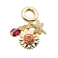 Charms a grappolo oro girasole, coccinella, libellula 26 mm conf. 1 pz