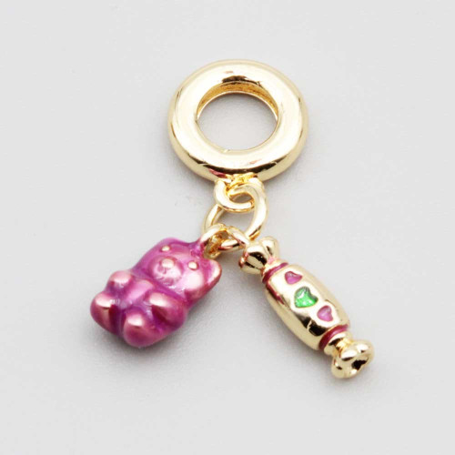 Charms a grappolo oro orsetto caramella 26 mm conf. 1 pz