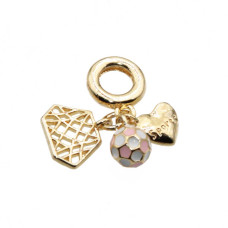 Charms a grappolo oro palla, rete, cuore 26 mm conf. 1 pz