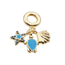 Charms a grappolo oro stella, conchiglia, tartaruga  26 mm conf. 1 pz